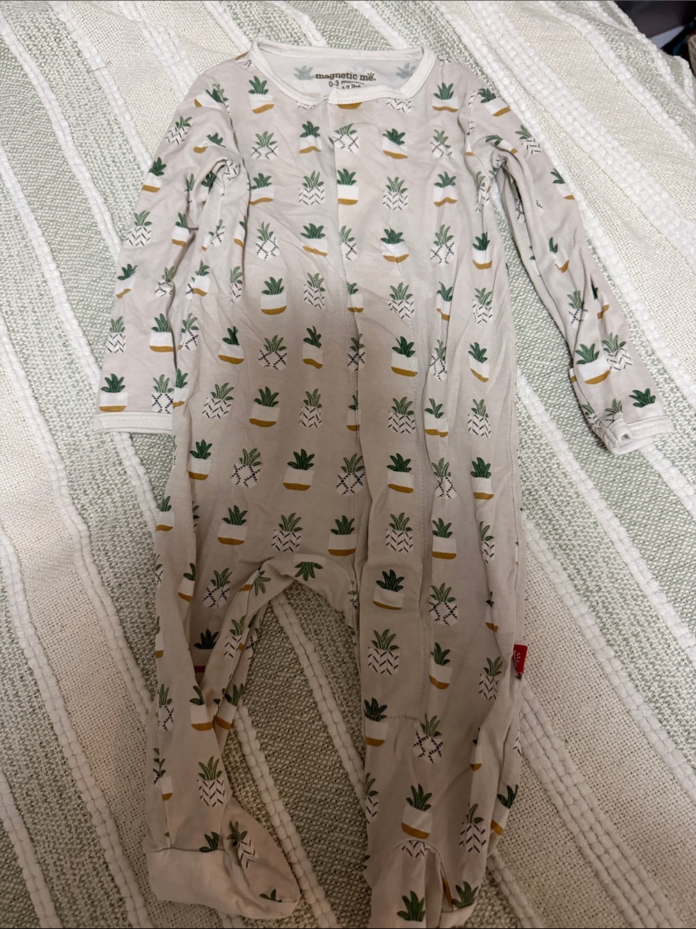 Magnetic Me Beige One-Piece with Green Plant & Mustard Pot Print